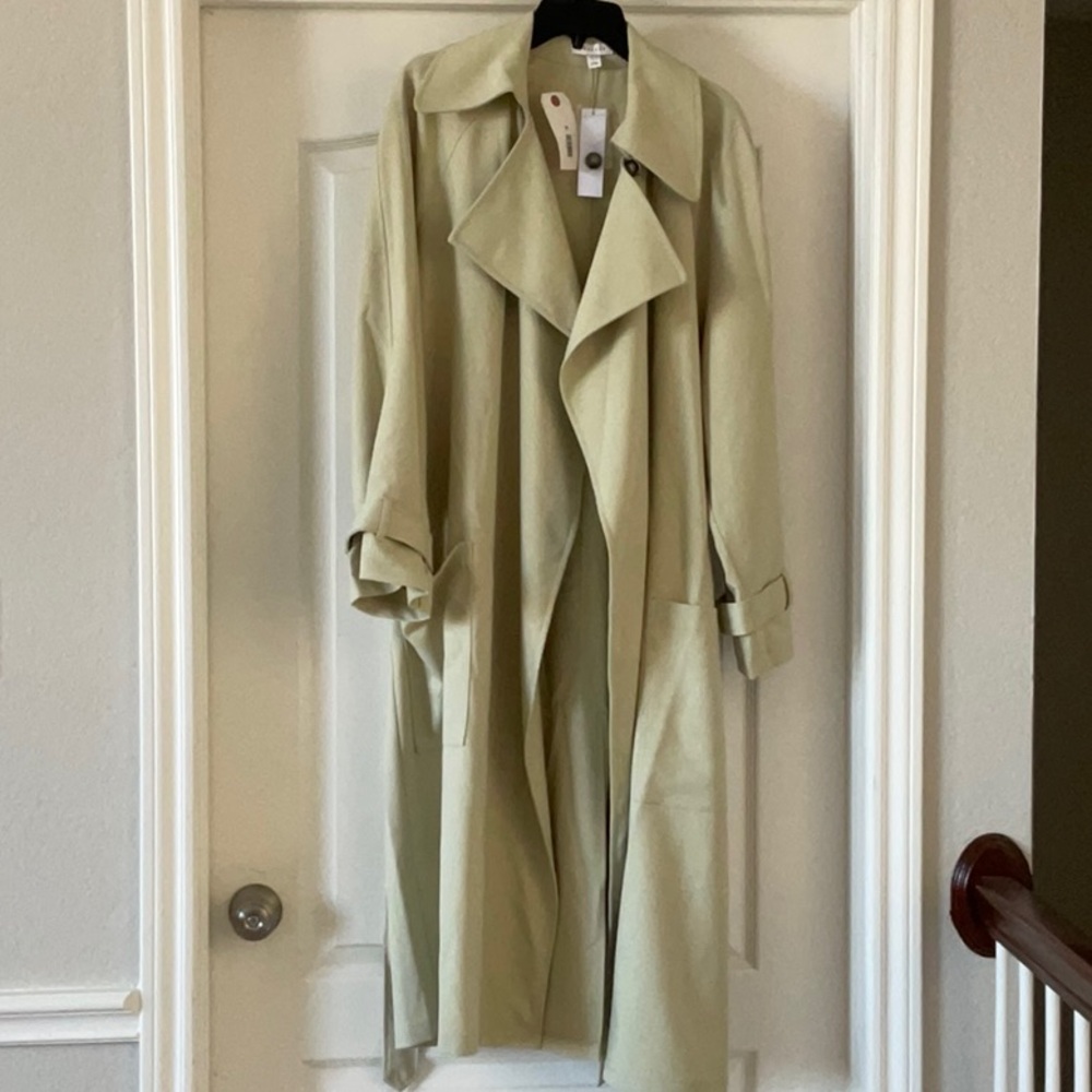 New Topshop Cream Light Tan Trench Coat Jacket Top Loose Oversized 2 S